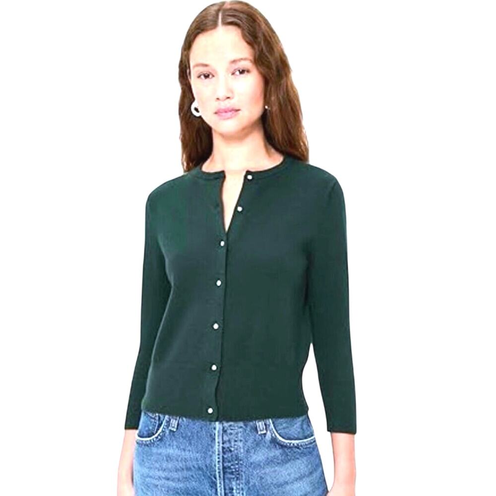 CASHMERE BY CHARTER CLUB Women’s Forest Green Button Up Cardigan